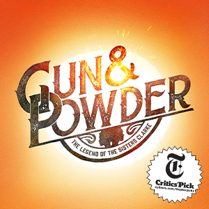 Gun & Power in dark stylized letters on an orange sunburst background