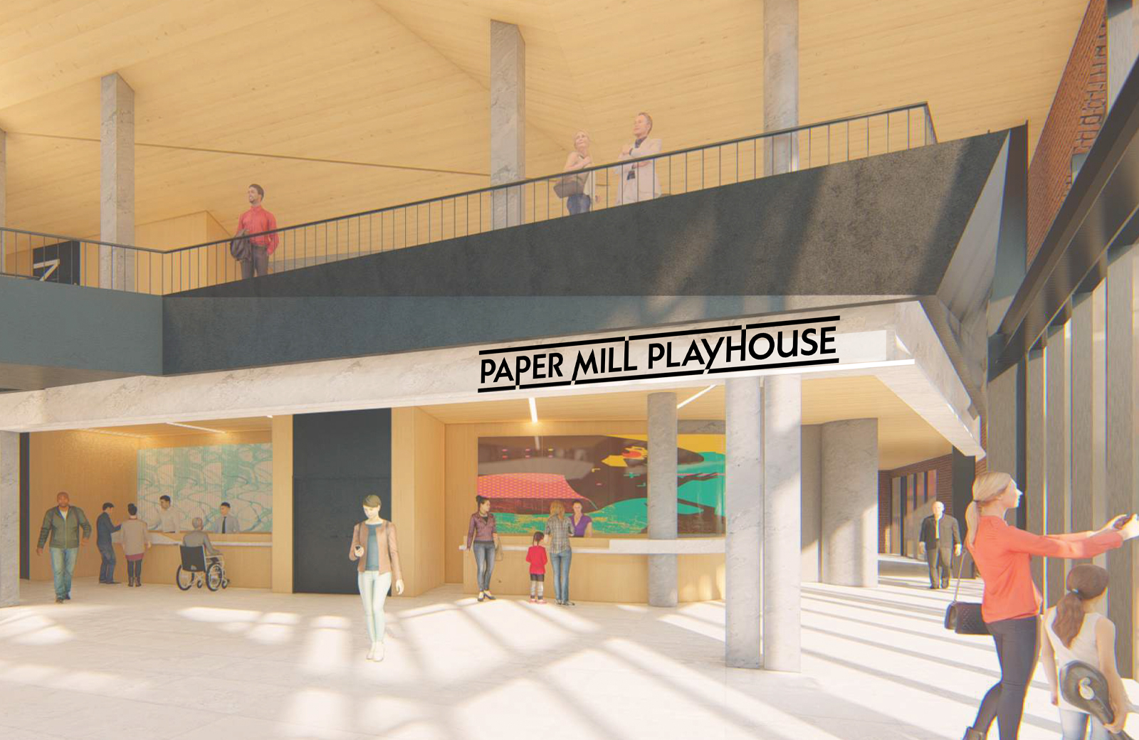 Rendering of Paper Mill renovations shows the lobby of the theater