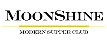 MoonShine Modern Supper Club in black letters with a gold line below MoonShine