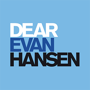 Dear Evan Hansen in white, blue and black letters on a light blue background